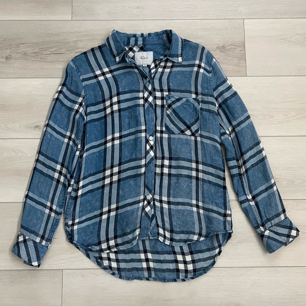 Rails Hunter Blue Plaid Button Down Shirt Size XS